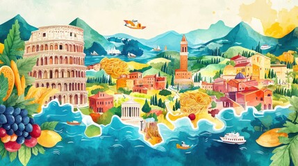 Italy watercolor background