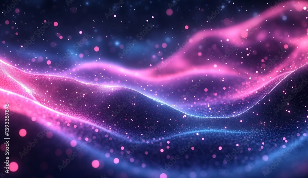 Leinwandbilder Enchanting wave patterns illuminated by vibrant pink and blue highlights creating a surreal visual experience : Generative AI
