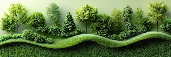 Promotional flyer designs showcasing vibrant greenery and diverse tree layouts for outdoor events