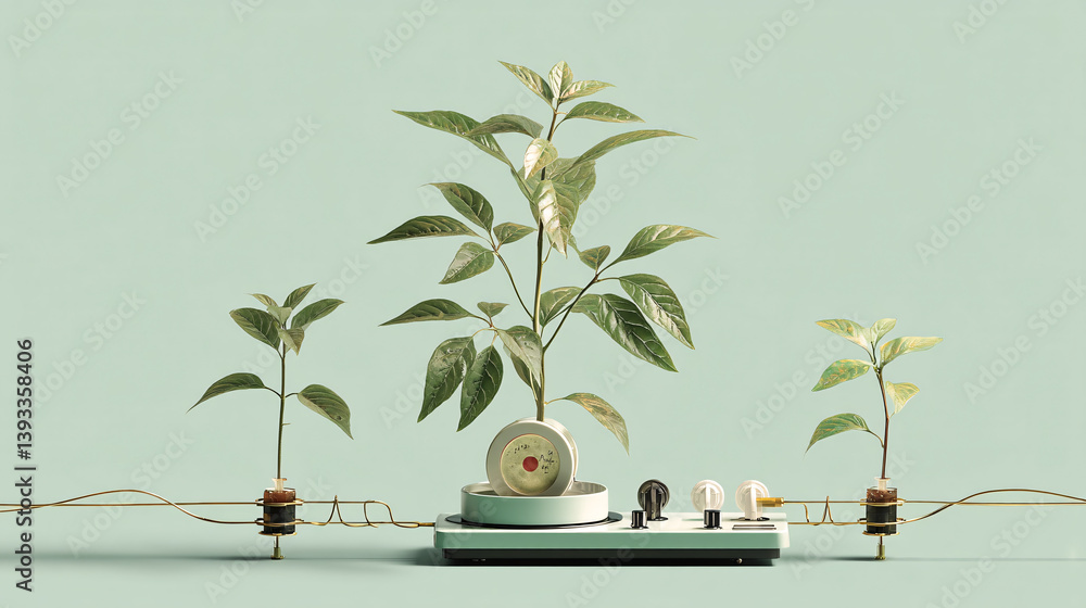 Poster a device that transforms a plant's growth processes into music.