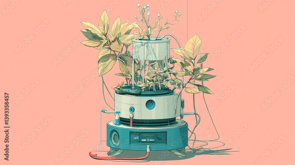 Poster a device that transforms a plant's growth processes into music.