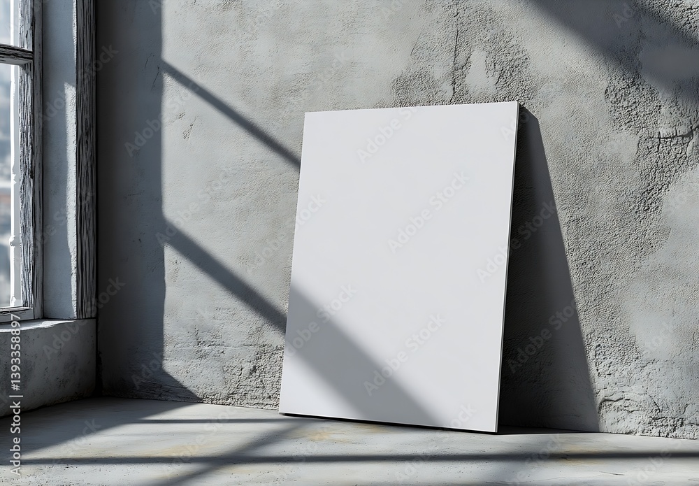 Poster blank poster on concrete wall with window shadows great for mockups and interior design presentation