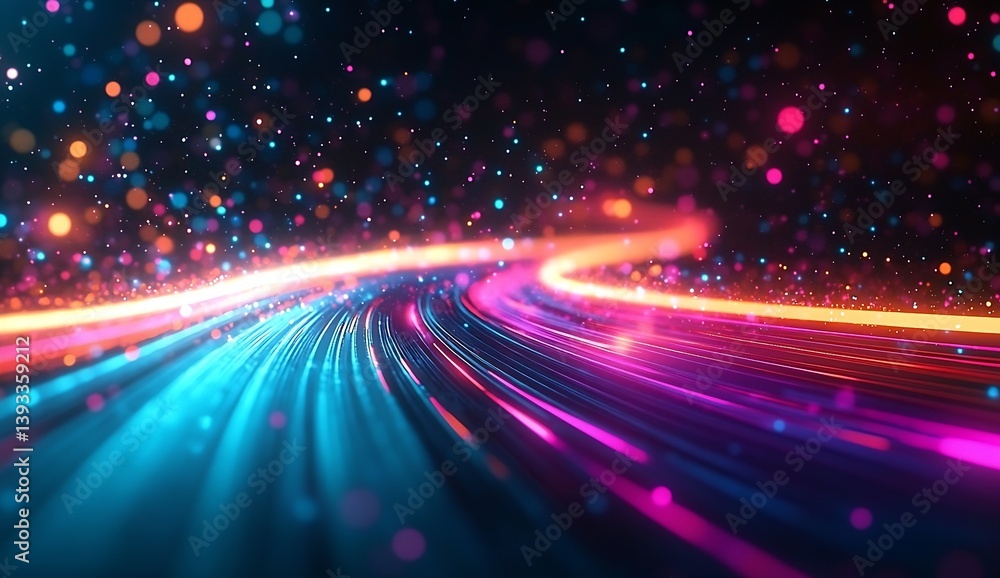 Poster Enchanting flowing light trails creating a colorful and stunning abstract visual effect : Generative AI