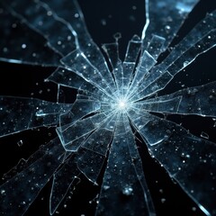 Abstract image of shattered glass with a sparkling core, symbolizing brokenness and fragility, perfect for themes of disruption and vulnerability in business or design.