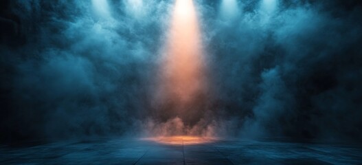 Obraz premium Stage Spotlight Illumination Dramatic Light Beam and Smoke Effects for Show Concert or Entertainment Event : Generative AI