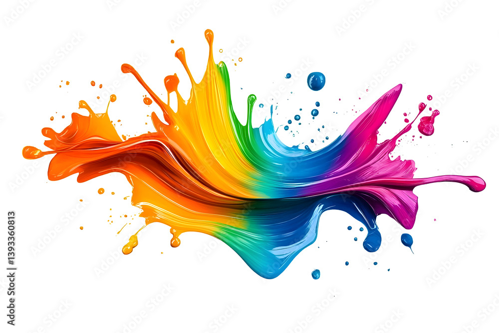 Poster rainbow wave. colorful paint splash. isolated design element on the transparent background.
