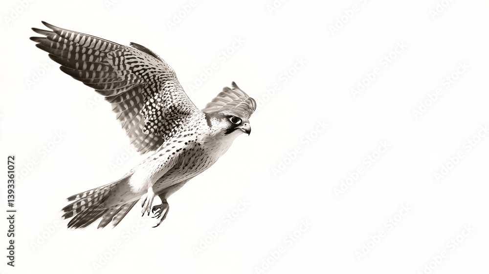 Poster a falcon captured in dynamic flight during a steep dive, showcasing its streamlined shape as a preda