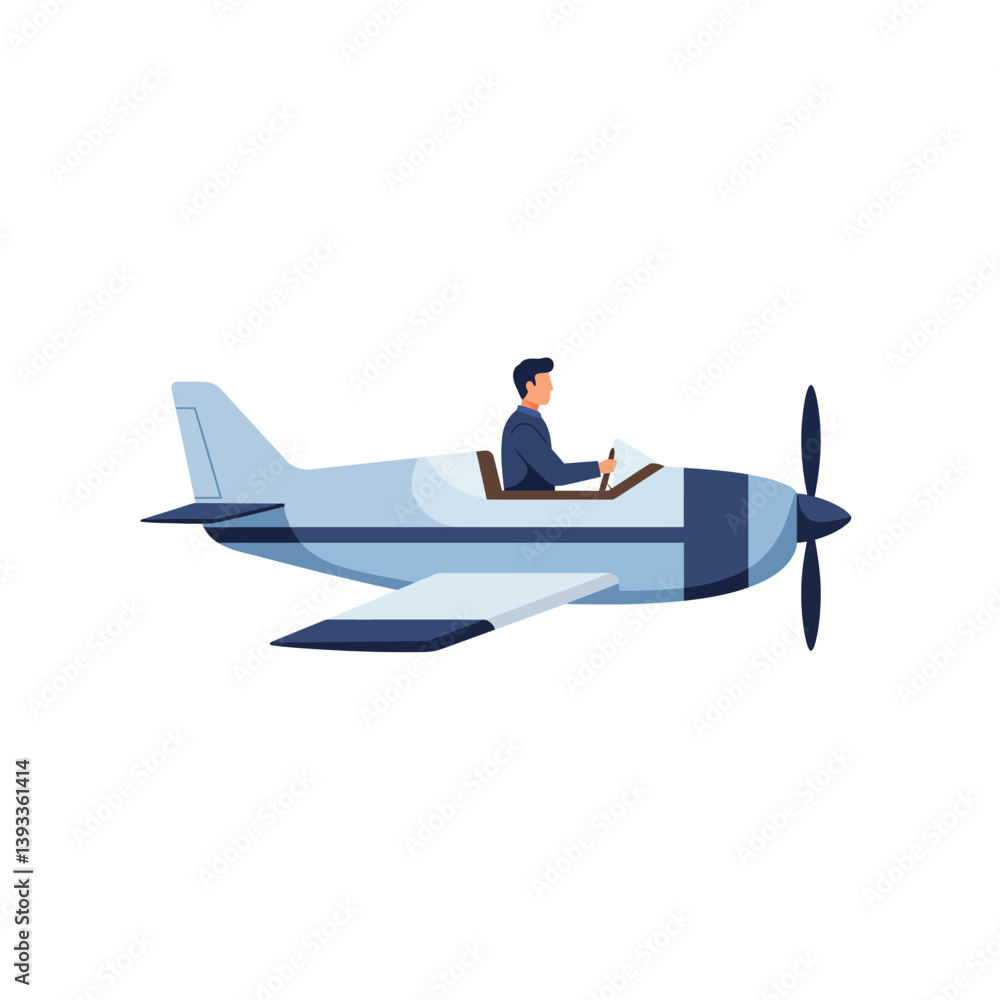 Aufkleber airplane in flight with pilot using flat design vector art