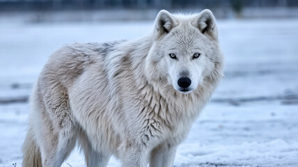Obraz premium Majestic Arctic Wolf in Snowy Wilderness