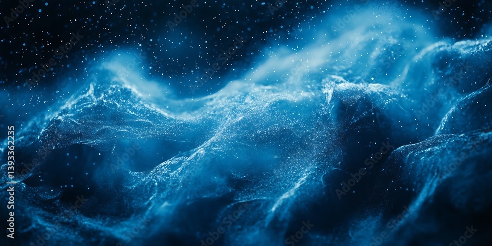 Aufkleber Stunning close up of ocean waves in deep blue color with particles shimmering in light : Generative AI