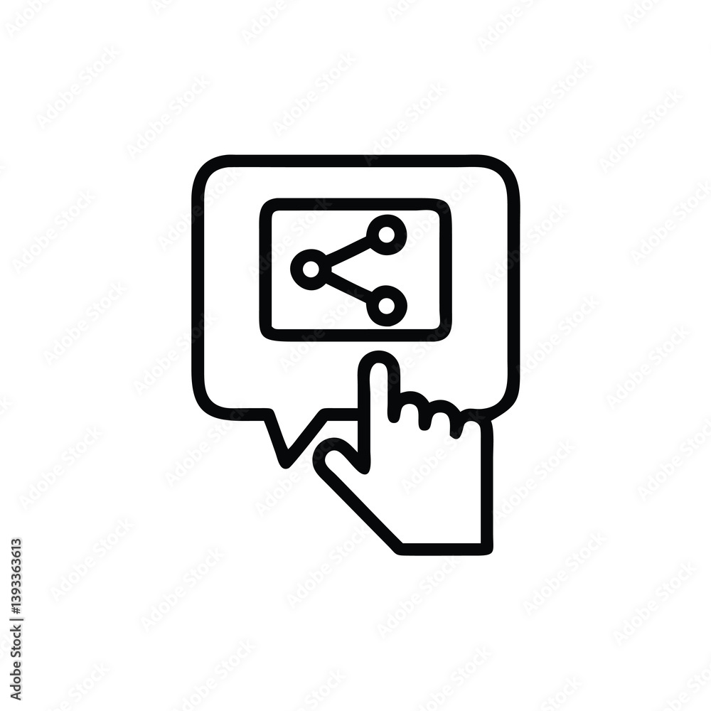 Aufkleber clicking share outline icon with hand for social media and networking