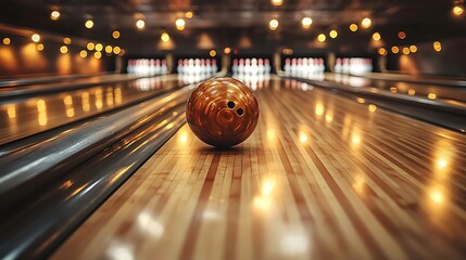 Bowling ball resting on bowling lane