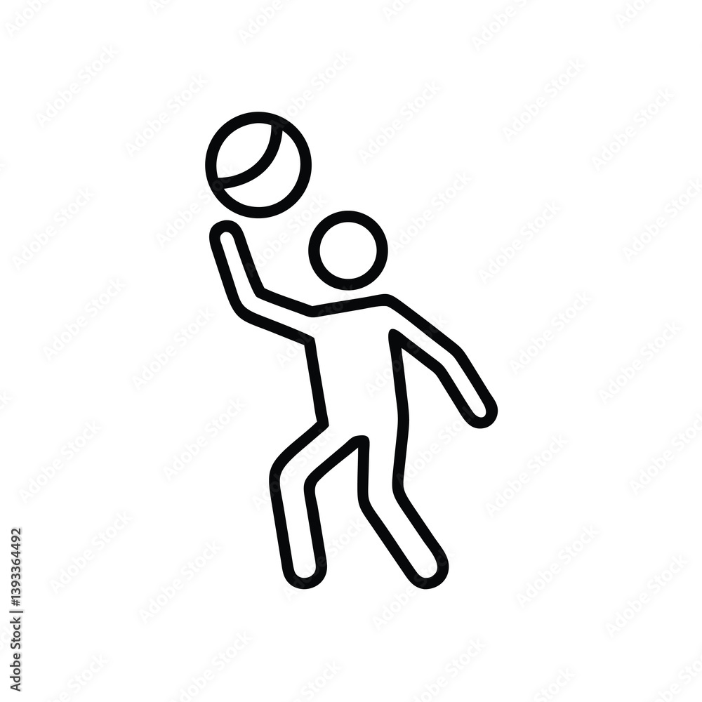 Poster minimalist icon of person playing with ball simple outline design