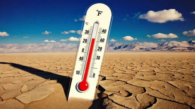 Surreal heat rises above the cracked earth showcasing extreme temperatures in a barren landscape Generative AI