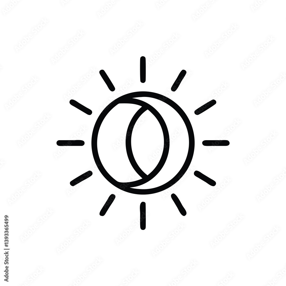 Poster intersecting circles with radiating lines minimalist icon design element vector graphic