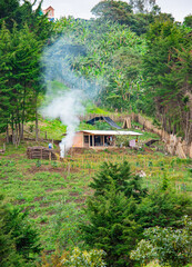 Charming Rural Scene in Cauca, Colombia with Traditional House and Green Landscape