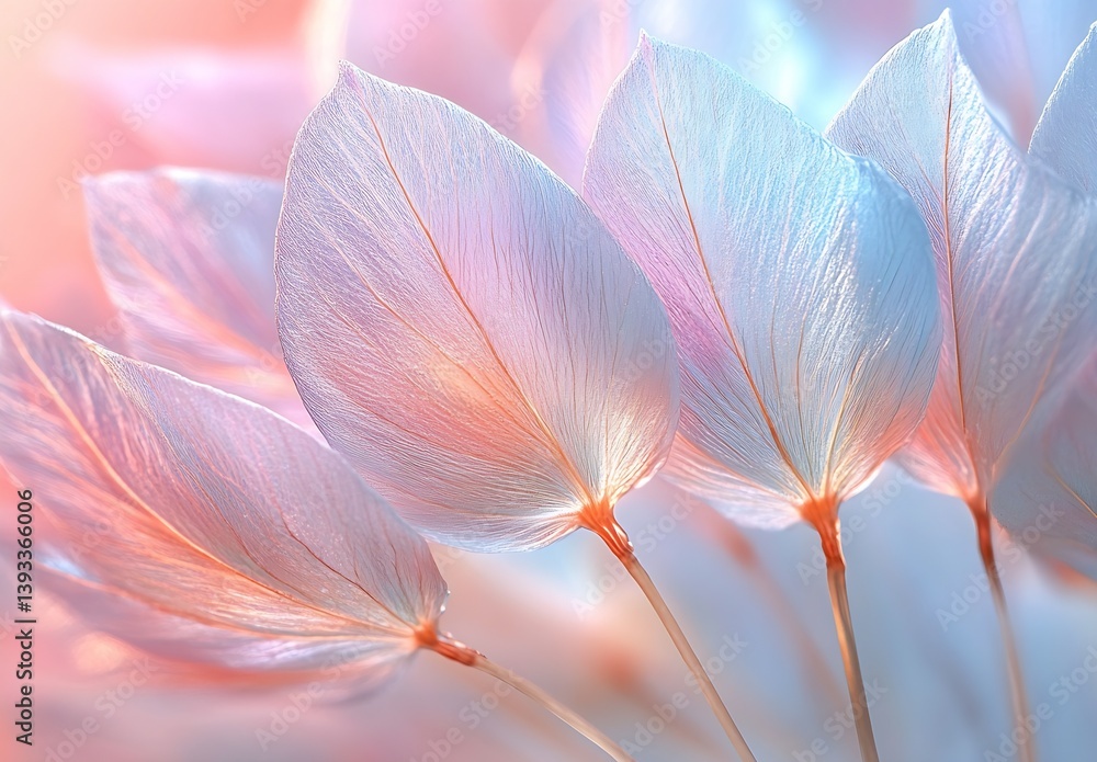 Leinwandbilder delicate pastel leaves with a soft glow creating an ethereal background in gentle hues of pink and b