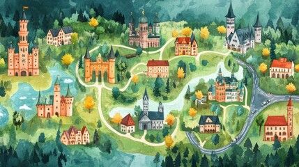 Fototapeta premium Germany watercolor background