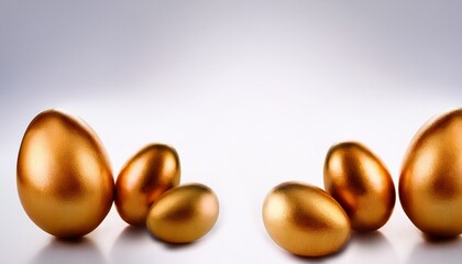 golden eggs on white background easter animated greeting card for product demonstration intro backdrop copy space