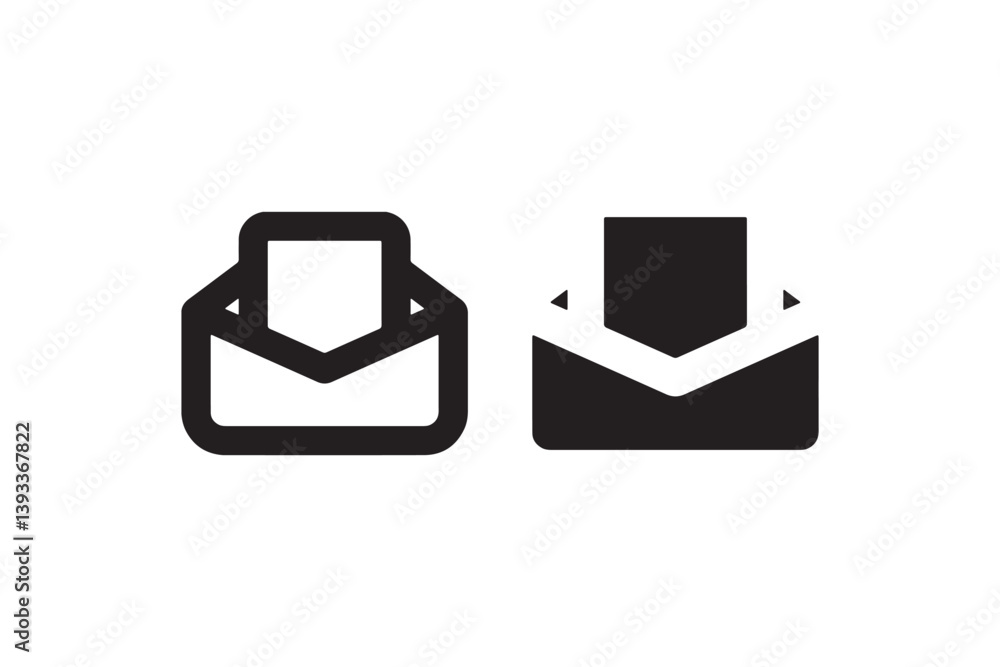 Aufkleber mail inbox icons in outline and solid style vector