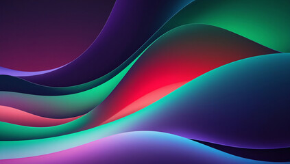 Fototapeta premium Vibrant soft and abstract gradient background featuring a mesmerizing blend of dark purple, rich green, bold red and calming blue hues, radiating a dynamic and futuristic ambiance