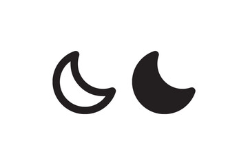Moon crescent icon in outline and solid Vector