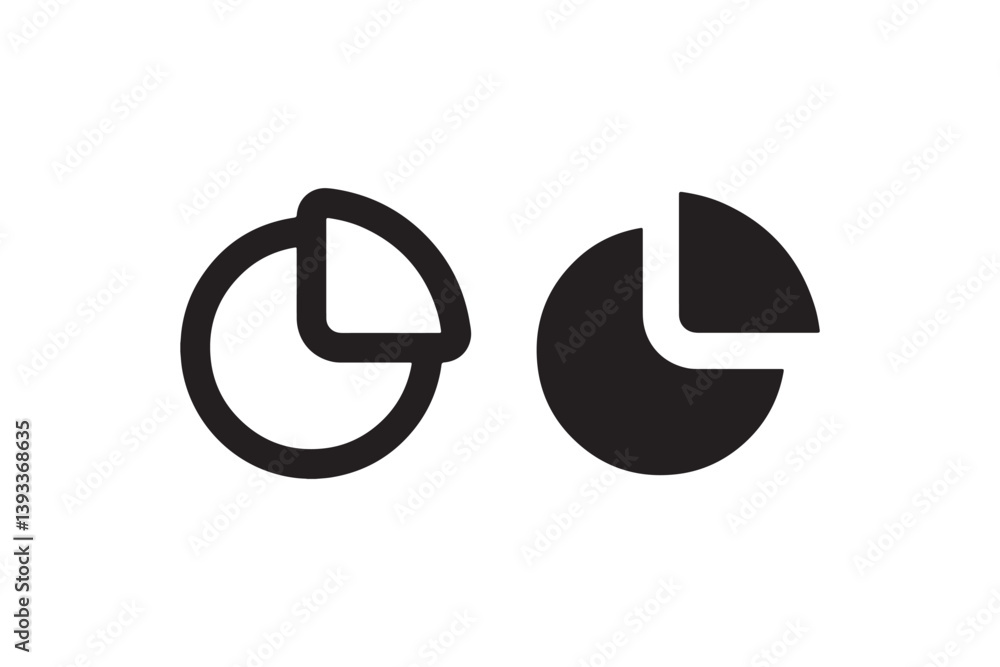 Poster pie chart icon in outline and solid style vector