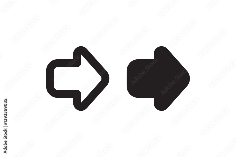 Poster right arrow navigation icon set vector
