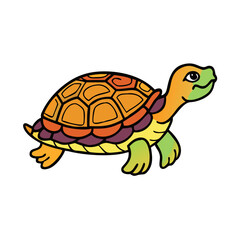Illustration of a colorful turtle drawing vector art for kids and education use on transparent background