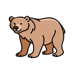 Fototapeta premium Illustration of a cute brown bear standing wildlife animal vector drawing on transparent background