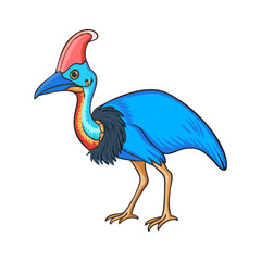 Obraz premium Explore colorful cassowary bird illustration with unique casque and vibrant plumage on transparent background
