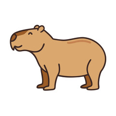 Cute capybara cartoon vector illustration rodent animal drawing design art on transparent background