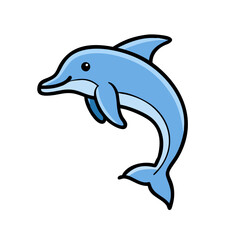 Cute cartoon dolphin vector illustration for kids educational resources design on transparent background