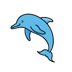 Fototapeta premium Cute cartoon dolphin vector illustration for ocean animal graphic design use on transparent background