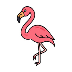 Fototapeta premium Cartoon flamingo illustration pink bird drawing vector image clip art design on transparent background