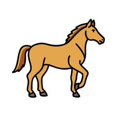 Illustration of a brown horse standing calmly detailed horse art design on transparent background