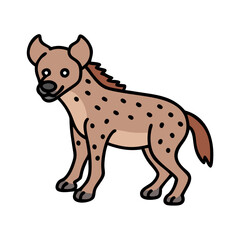 Fototapeta premium Cartoon spotted hyena illustration vector image for children and education use on transparent background