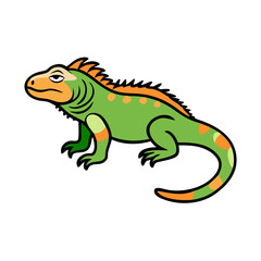 Obraz premium Illustration of a green iguana reptile pet exotic animal cartoon vector drawing on transparent background