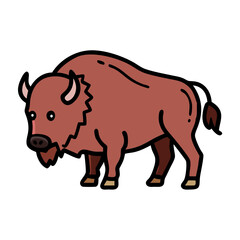 Illustration of a brown bison american buffalo drawing vector image graphic art on transparent background