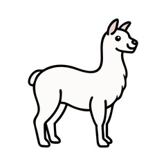 Illustration of a cute white llama alpaca vector drawing for kids and adults on transparent background