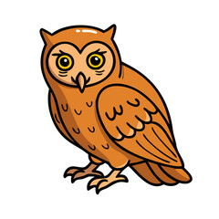 Illustration of cute brown owl drawing vector art design for children and art on transparent background