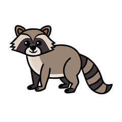 Fototapeta premium Cute cartoon raccoon vector illustration adorable animal drawing design image on transparent background