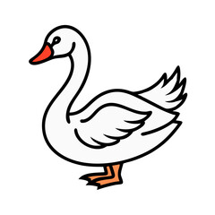 Illustration of a white swan vector drawing for graphics and design needs on transparent background