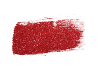 Red lipstick texture on white background. Cream makeup texture. Bright red cosmetic product brush stroke sample.