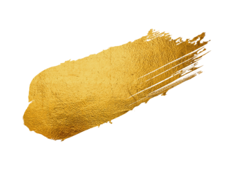 Gold (bronze) glittering color smear brush stroke stain blot on white background. Abstract Paint texture.