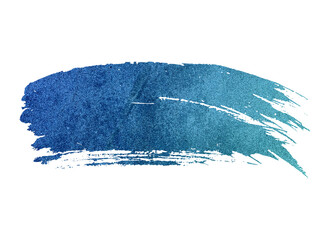 Brush Strokes of blue paint isolated on white background