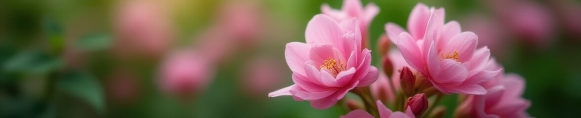 Naklejka premium Delicate pink geranium petals unfolding in the tropical garden, orchid, florals, flowers