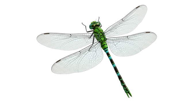 Isolated Dragonfly with Transparent Wings