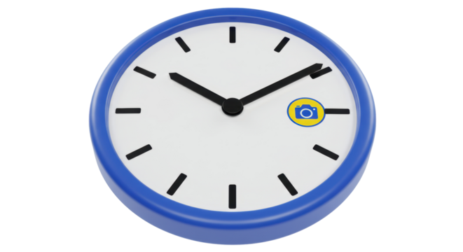 Isolated Wall Clock with Camera Icon Time Photography Concept