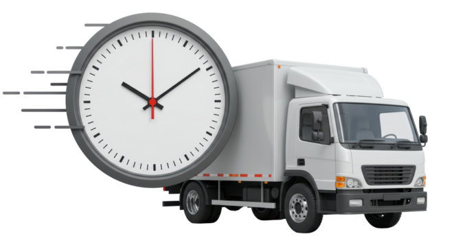 Isolated Delivery Truck with Fast Clock